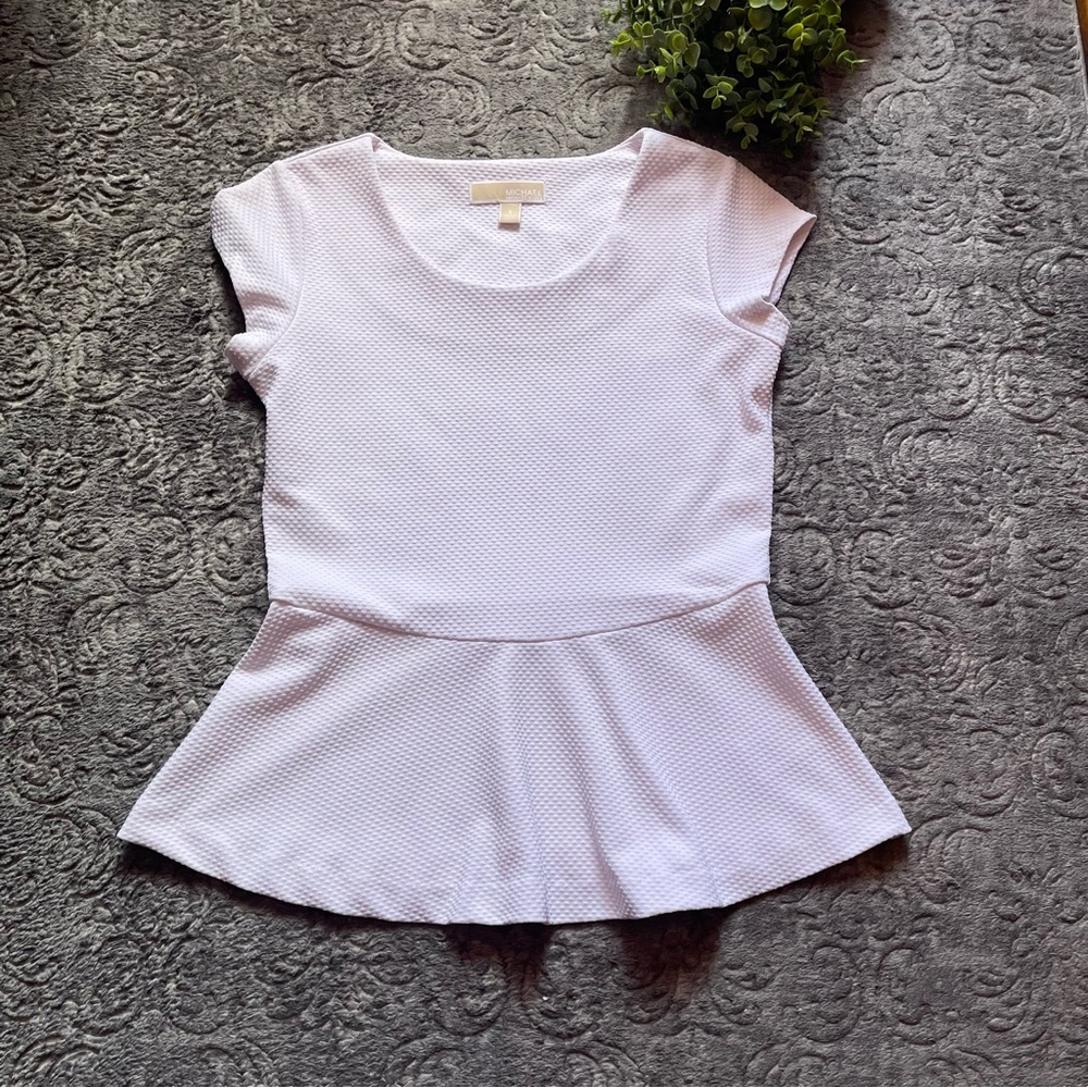 MICHAEL KORS White Textured Peplum Top S